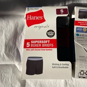 Hanes Originals Boys Sz S 6-7 Multi Tagless SuperSoft Knit Boxers Underwear 5Pk